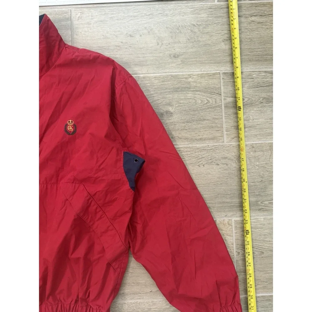 Vintage 90s Chaps Ralph Lauren Red Embroidered Crest‎ Windbreaker Jacket Size L